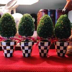 Mackenzie Childs inspired courtly check mini topiary tabletop decor